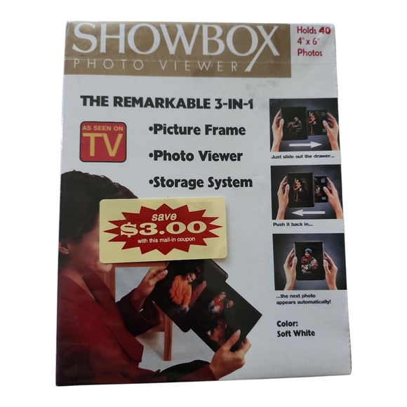 NIB Showbox Photo Viewer 3-in-1 | AS SEEN ON TV | Picture Frame Storage System - Picture 1 of 4
